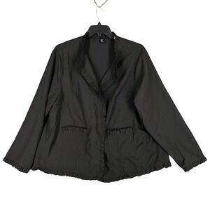 SHEIN OPEN FRONT LIGHTWEIGHT JACKET WOMENS 4XL BLACK RUFFLES BUSINESS FORMAL